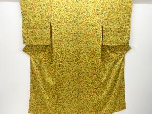 唐花に扇模様小紋着物